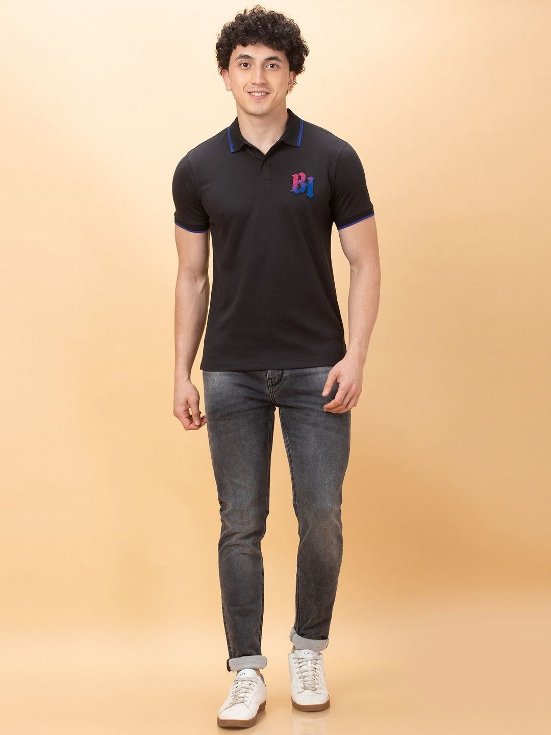 Being Human Men Polo Collar Applique T-shirt