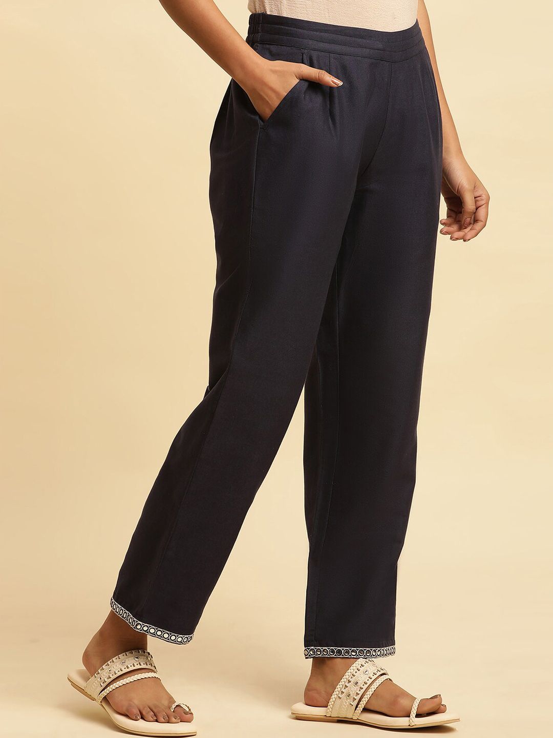 W Women Mid-Rise Ethnic Parallel Trousers