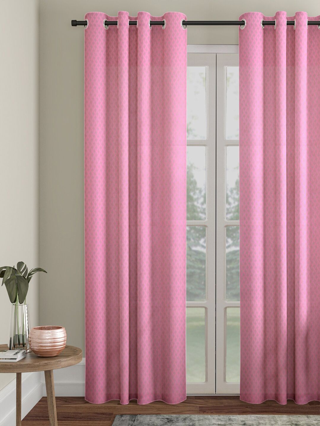 HOSTA HOMES Pink Geometric Door Curtain