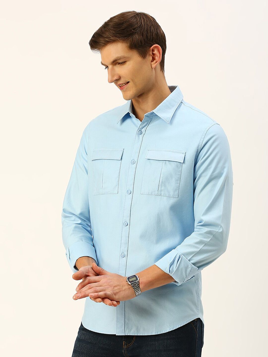 Thomas Scott Cotton Twill Classic Slim Fit Opaque Casual Shirt