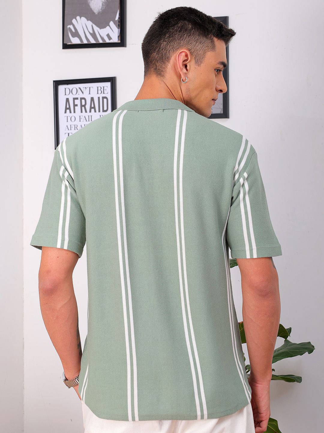 The Indian Garage Co Men Relaxed Fit Striped Flat Knit Polo Resortwear Shirt