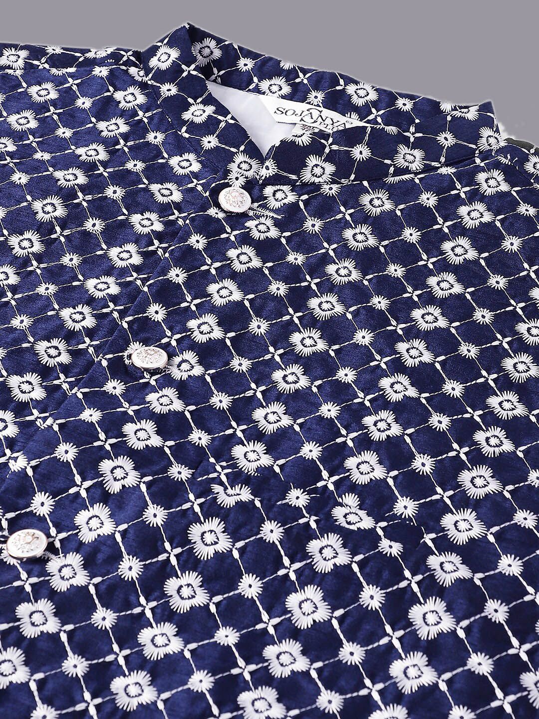 SOJANYA PLUS Regular Straight Dupion Silk Kurta & Pyjamas With Nehru Jacket