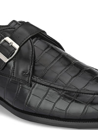 House of Pataudi Men Textured Formal Monk Shoes