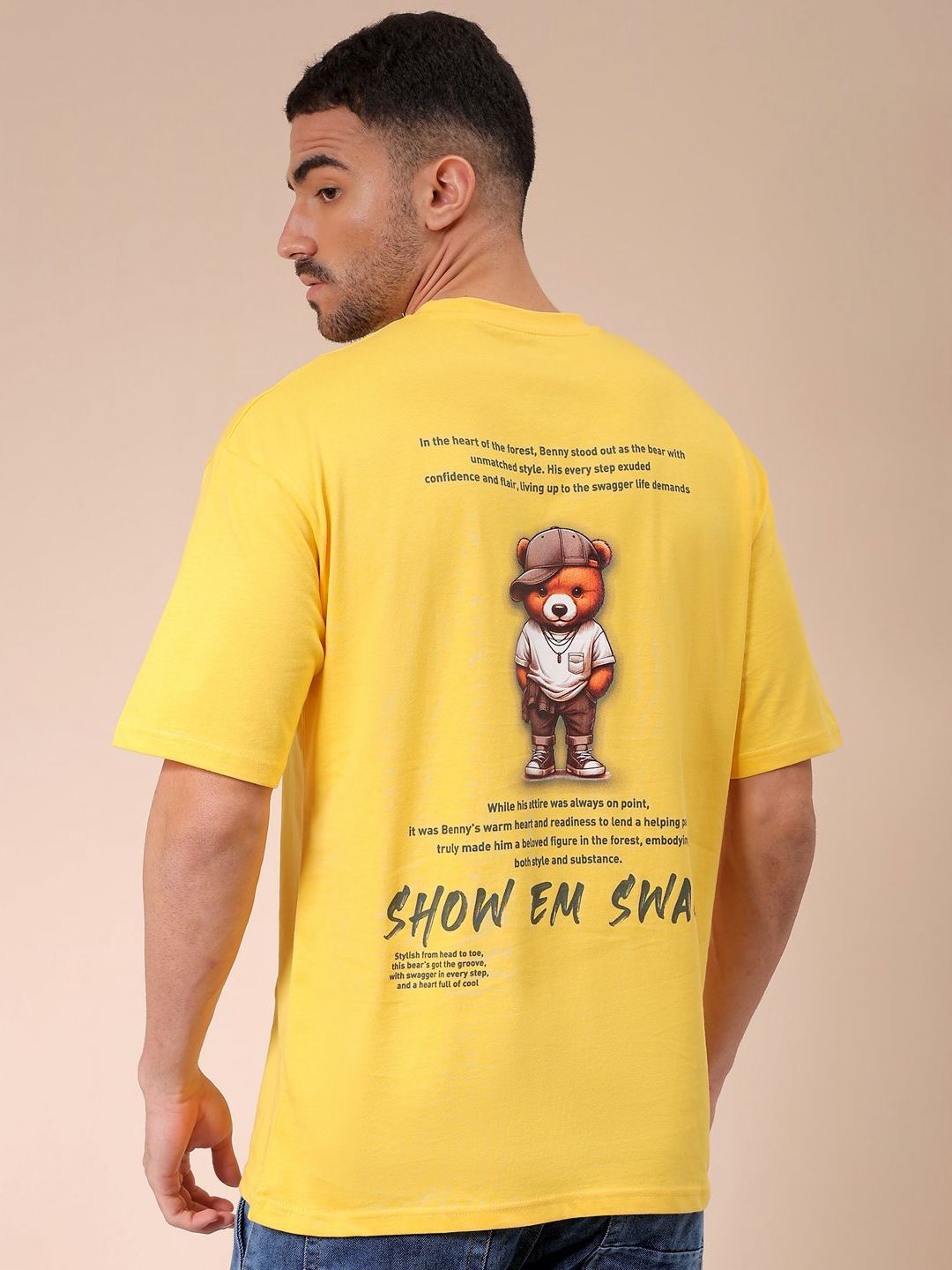 The Indian Garage Co Men Graphic Printed Round Neck Pure Cotton Oversized T-shirt