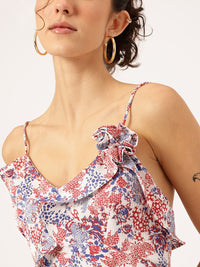 DressBerry Floral Print Ruffled Mini Slip Dress