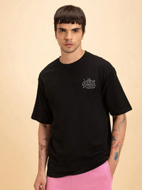 Bewakoof Black Graphic Printed Oversized Cotton T-Shirt