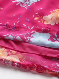 DressBerry Floral Print Smocked Tiered Maxi Dress