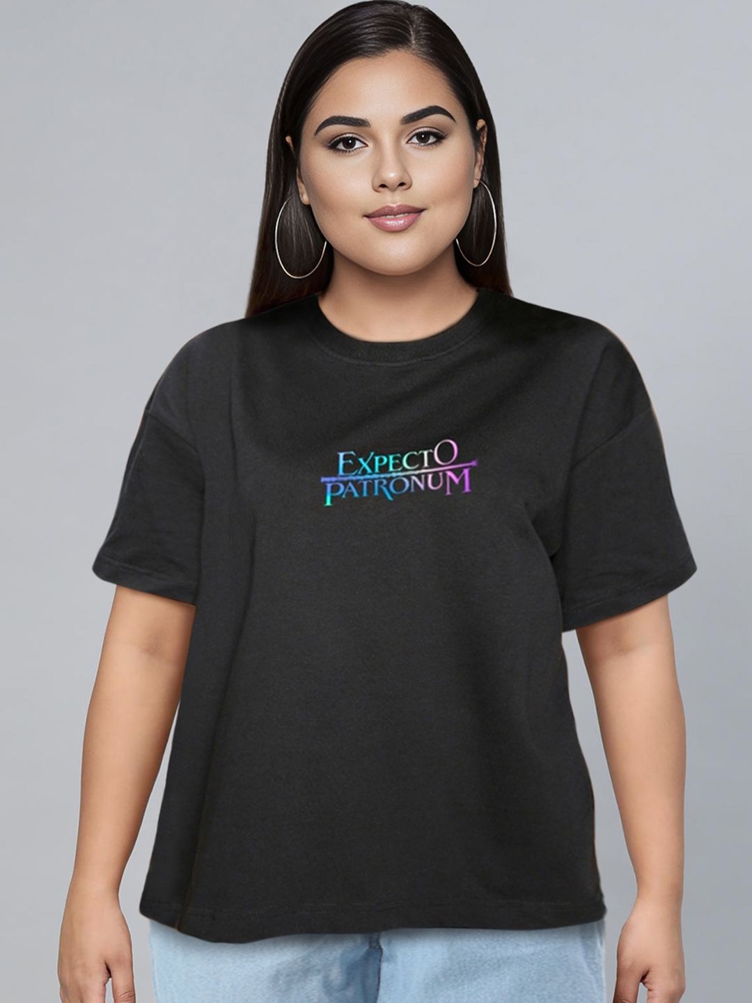 Bewakoof X Official Harry Potter Merchandise Expecto Graphic Printed Oversized T-shirt