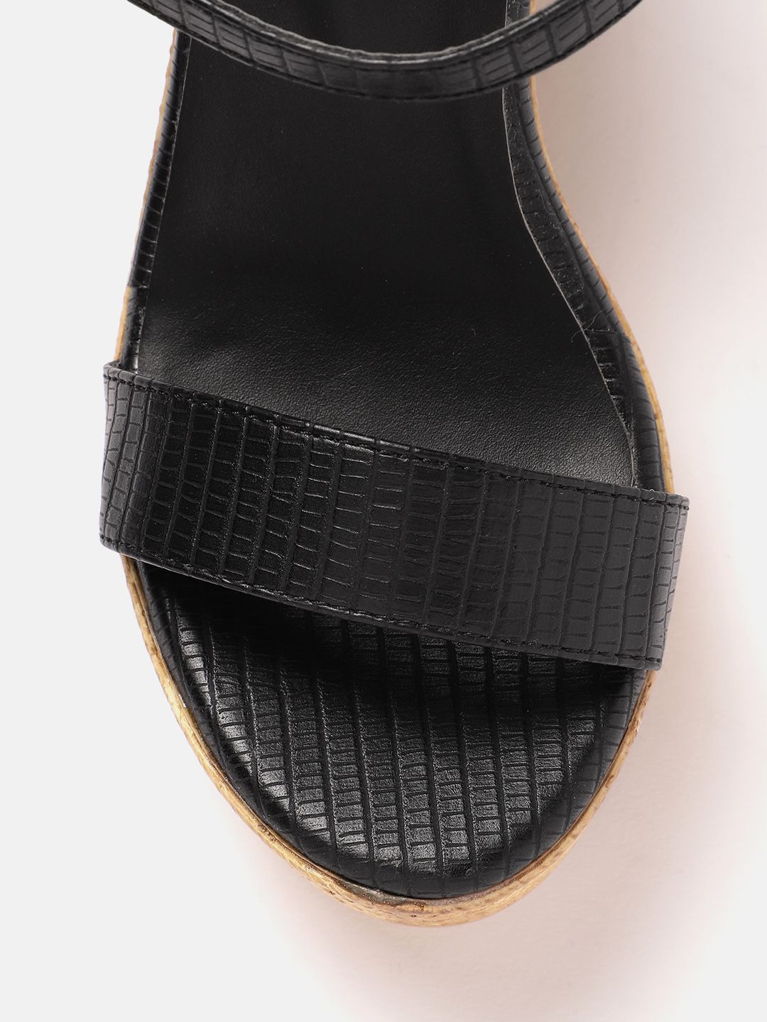 DressBerry Textured Open Toe Block Heels