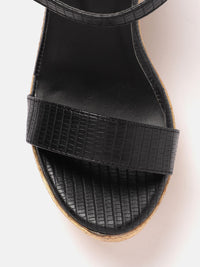 DressBerry Textured Open Toe Block Heels
