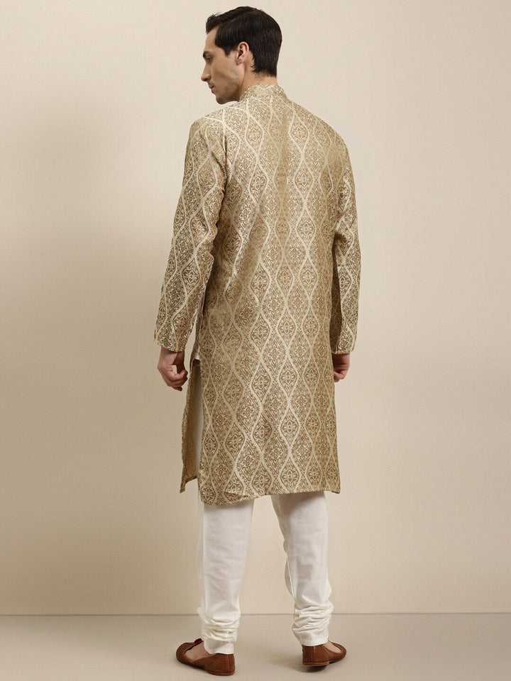 SOJANYA Ethnic Motifs Woven Design Jacquard Silk Kurta With Churidar