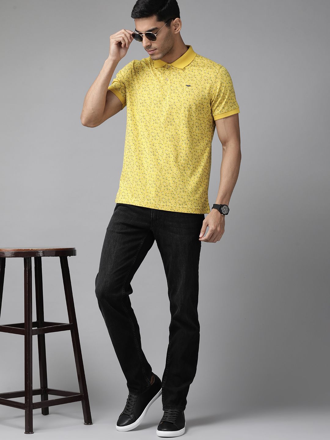 Park Avenue Micro Ditsy Print Slim Fit Polo T-shirt