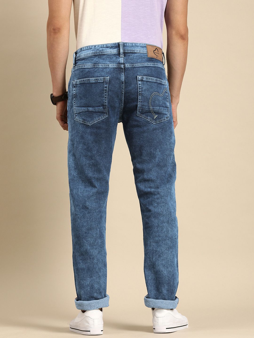 Menjadi Lelaki Manusia Lurus Biru Lurus Cahaya Pudar Asid Cuci seluar jeans