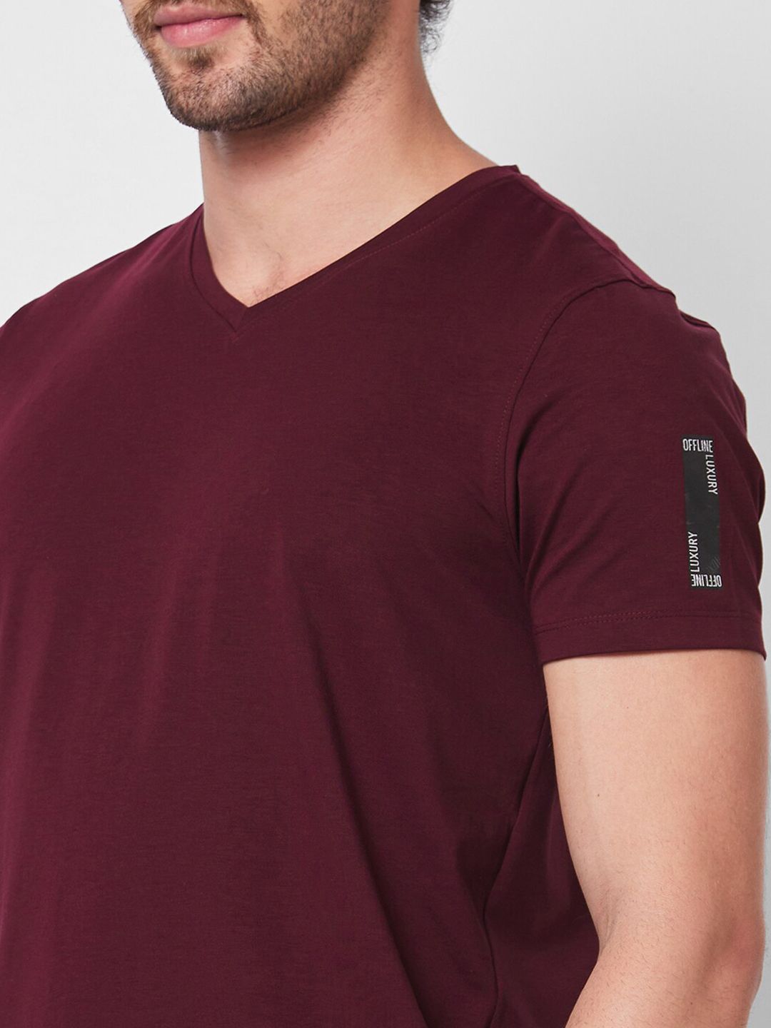 SPYKAR V-Neck Short Sleeves Cotton Slim Fit T-shirt
