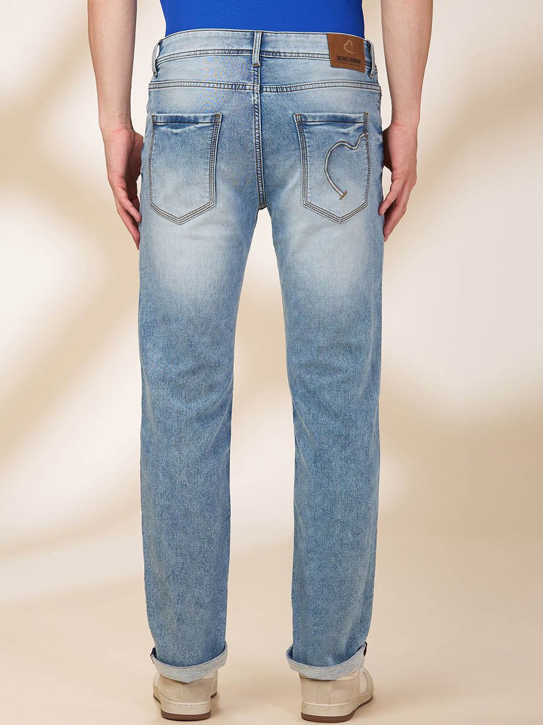 Being Human Men Straight Fit Mid-Rise Heavy Fade Stretchable Jeans