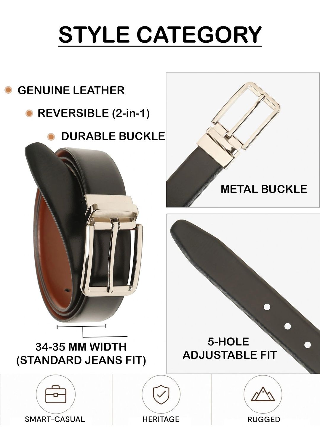 Teakwood Leathers Men Leather Reversible Belt