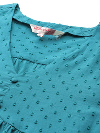all about you Lace Detailed Puff Sleeves Pure Cotton A-Line Top