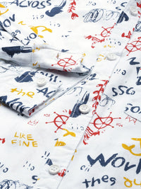 The Indian Garage Co Men White Printed Cotton Casual Shirt