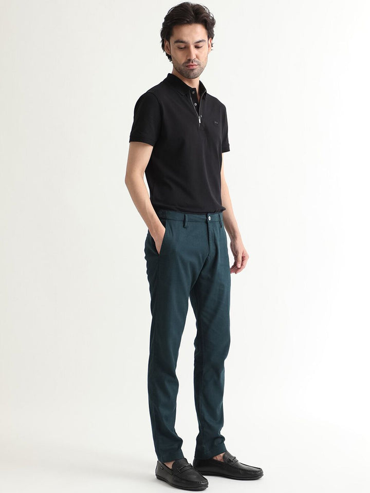 RARE RABBIT Cellular Mid Rise Cotton Slim Fit Trouser
