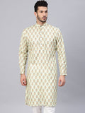 SOJANYA Men Lime Green Printed Straight Kurta
