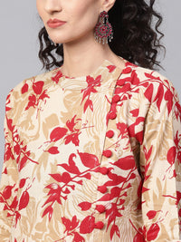 SOJANYA Women Red & Beige Printed A-Line Kurta