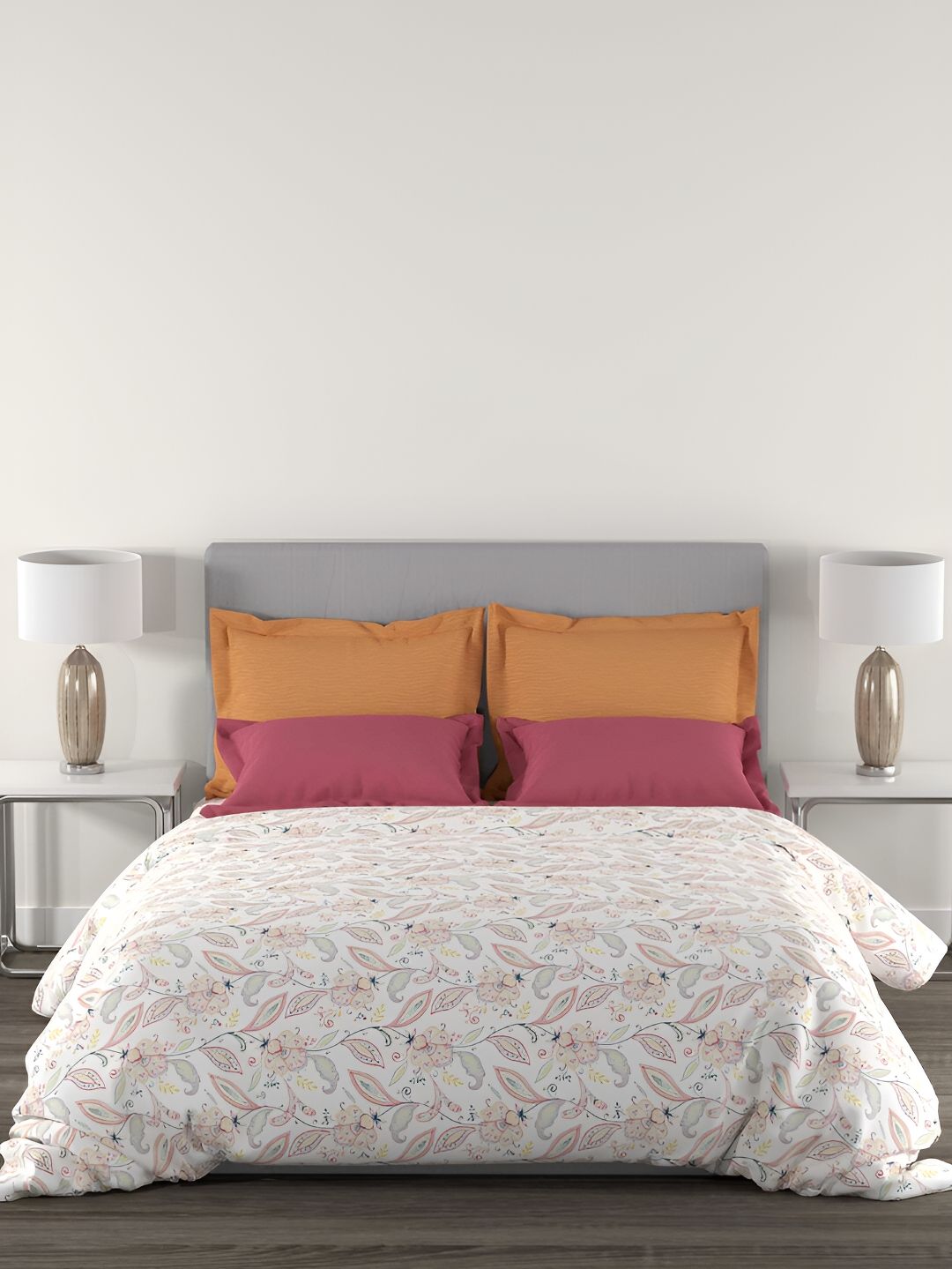 MYTRIDENT Eden Garden Flat 144TC Queen Cotton 1 Bedsheet with 2 Pillow Covers