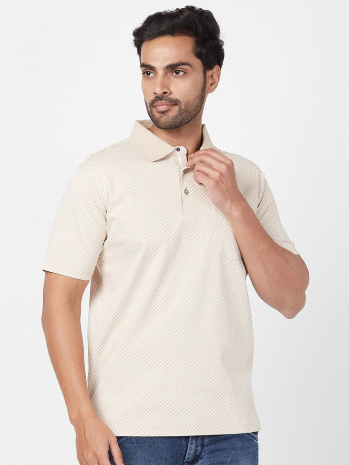 Park Avenue Geometric Printed Polo Collar Cotton Slim Fit T-shirt