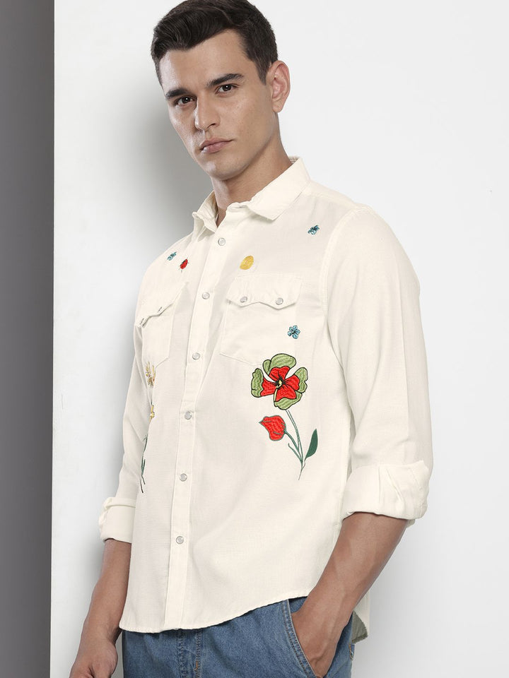 The Indian Garage Co Floral Embroidered Casual Shirt