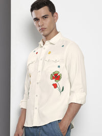 The Indian Garage Co Floral Embroidered Casual Shirt