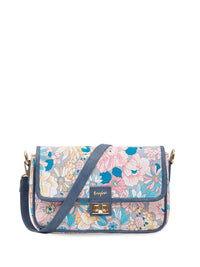 Berrylush Blue & Pink Floral Printed Structured Shoulder Bag