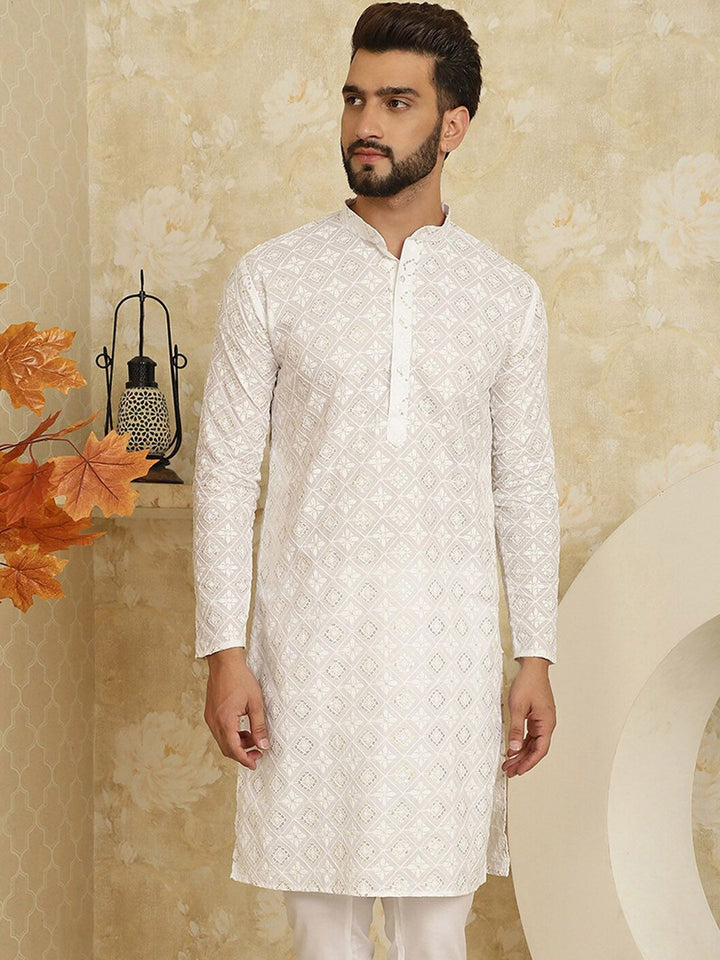 SOJANYA Kurta Lurus Kolar Mandarin Sulam Bunga