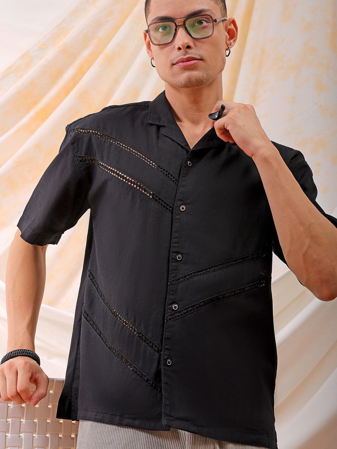 The Indian Garage Co Men Relaxed Fit Embroidery Resortwear Shirt