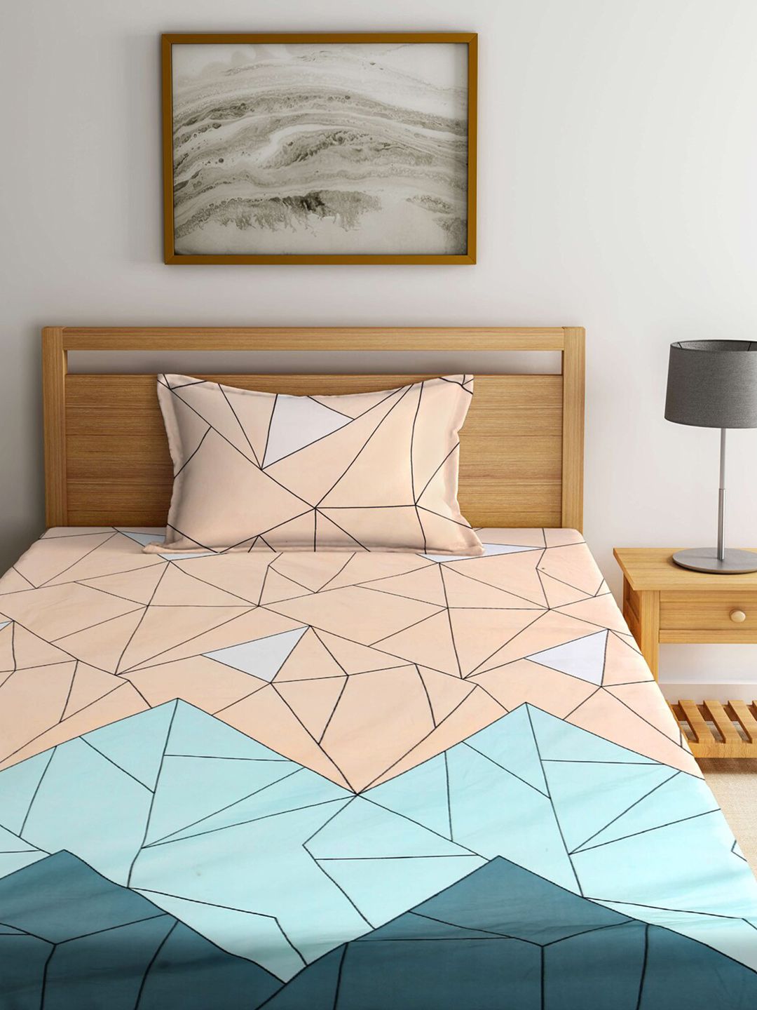 KLOTTHE Berbilang Warna Kapas Bunga 210 TC Single Halus 2 Cadar dengan 2 Sarung Bantal-89 x 59 inci