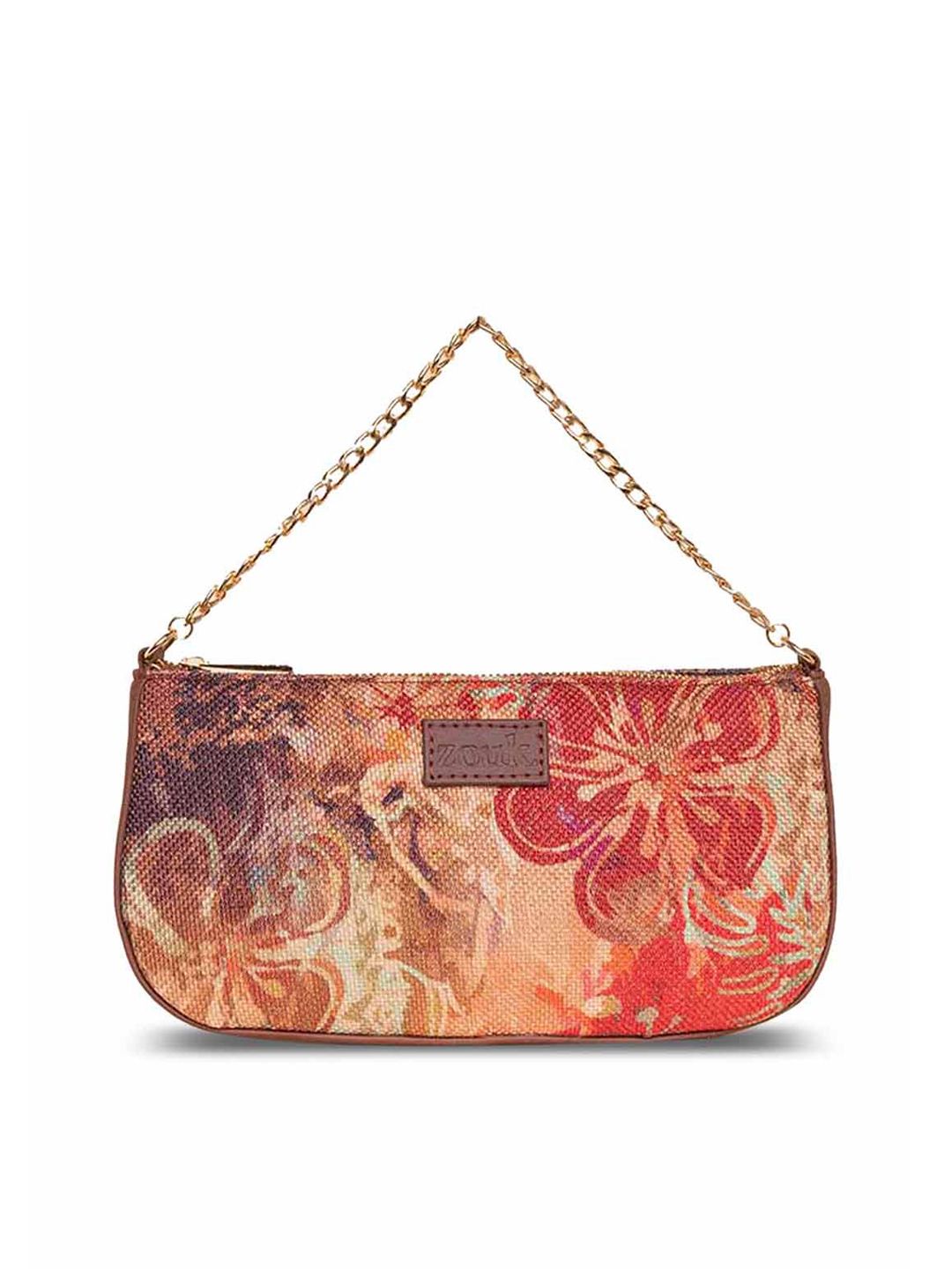 ZOUK Floral Printed Structured Baguette Bag Handbags