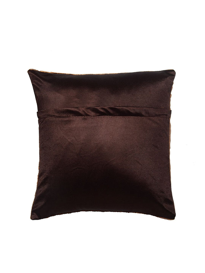 HOSTA HOMES Brown Set of 5 Floral Embossed Velvet Square Cushion Covers