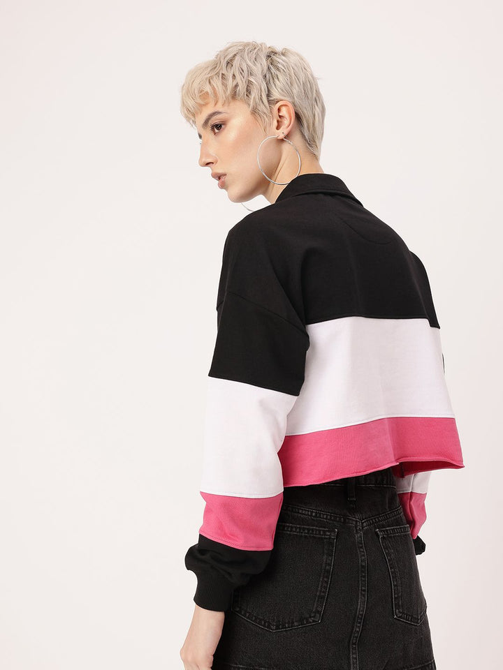 DressBerry Boss Babe Colorblocked Boxy Crop Sweatshirts