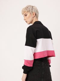 DressBerry Boss Babe Colorblocked Boxy Crop Sweatshirts