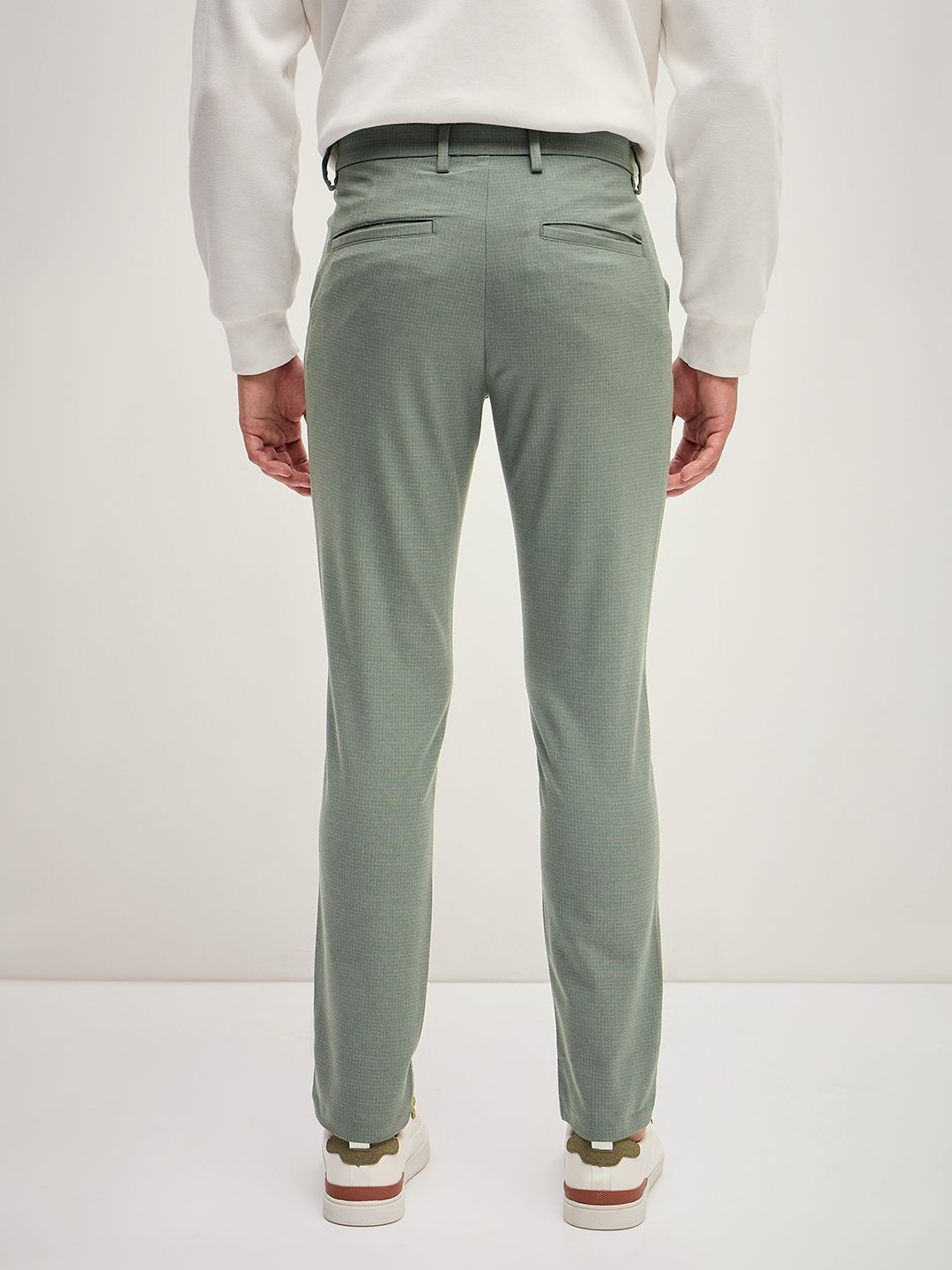 THE BEAR HOUSE Men Solid 4 Way Stretch Slim Fit Formal Trouser