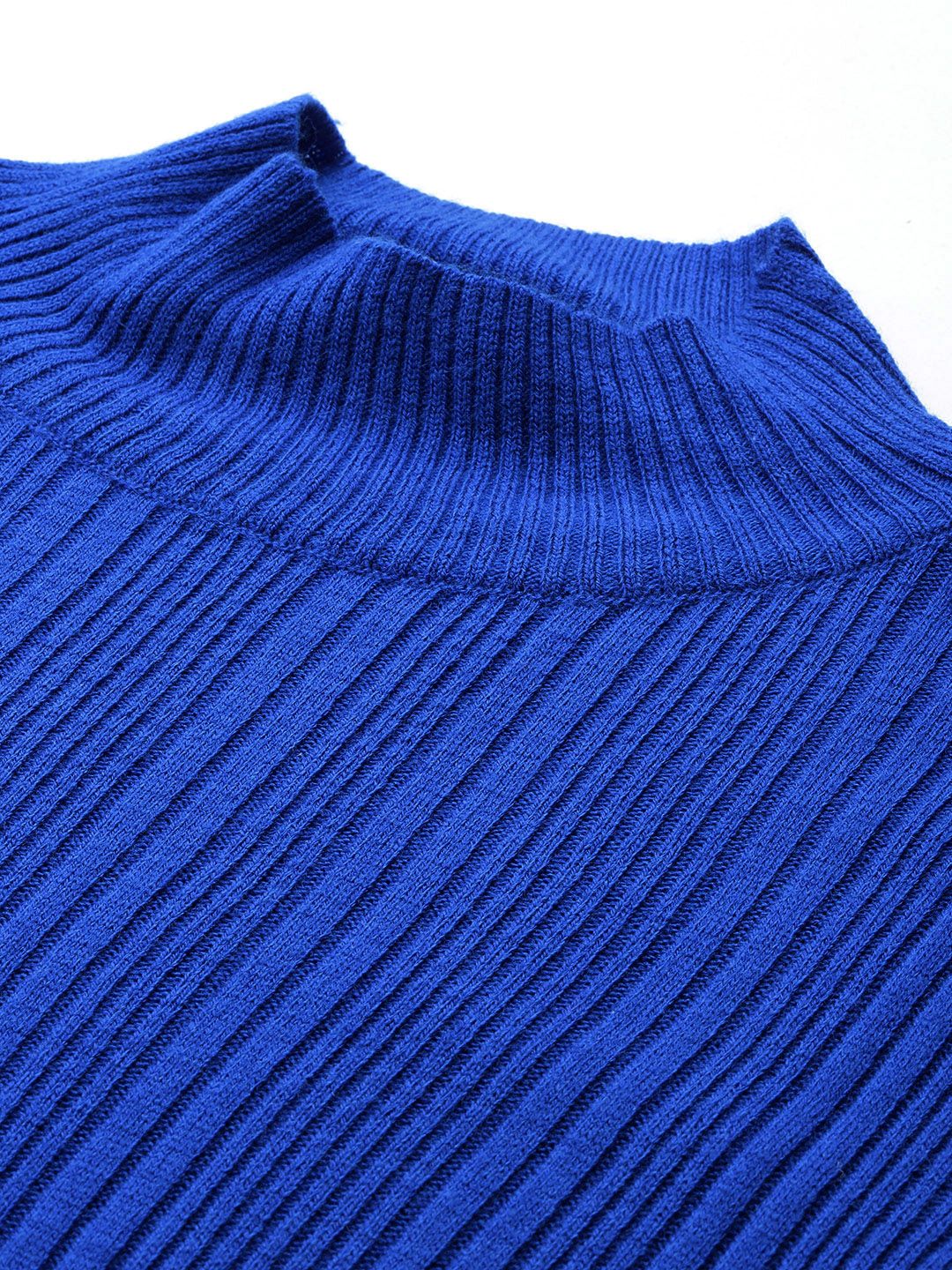 DressBerry High Neck Ribbed Pullover
