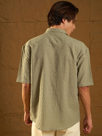 Dennison Men Drop Shoulder Oversized Textured Shirt