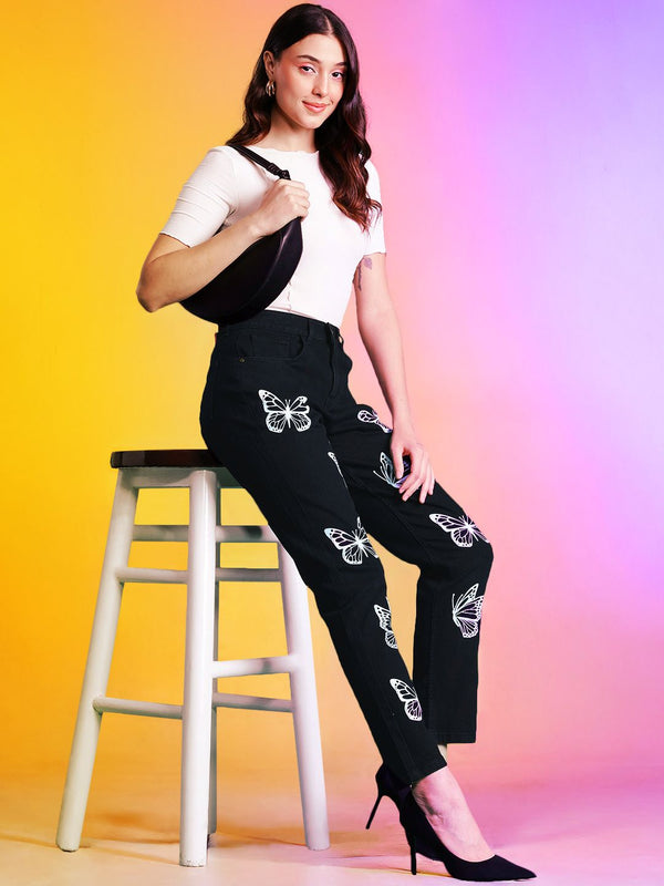 DressBerry Women Boyfriend Fit Printed Stretchable Jeans