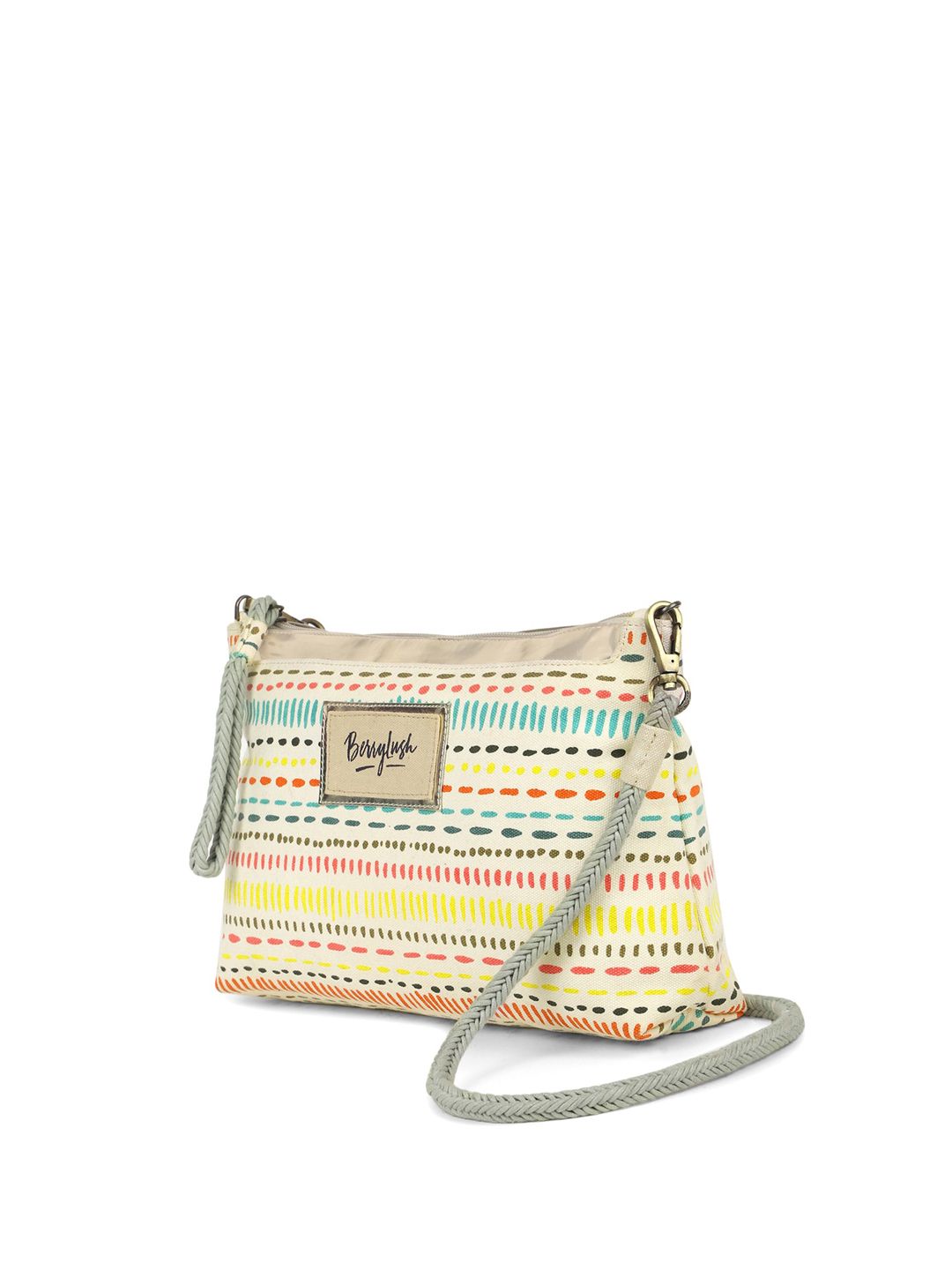 Berrylush White Printed Structured Sling Bag