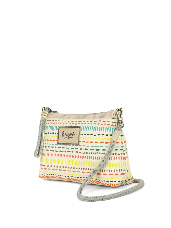 Berrylush White Printed Structured Sling Bag