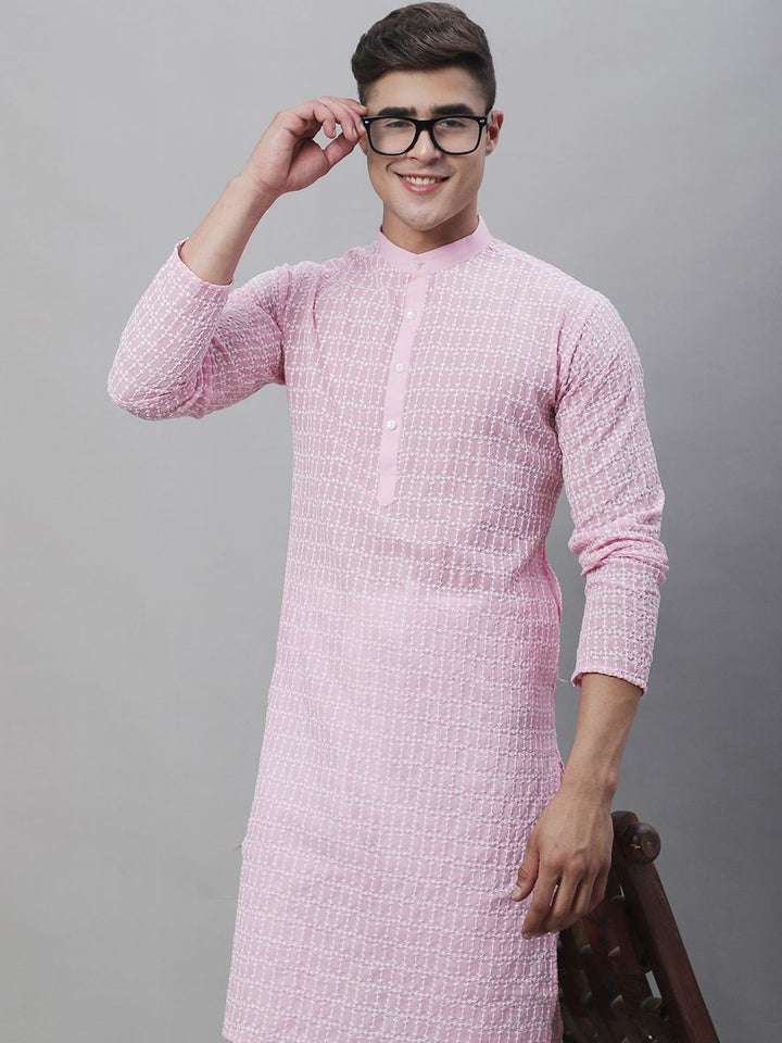 SOJANYA Kolar Mandarin Sulam Kurta Kapas Tulen