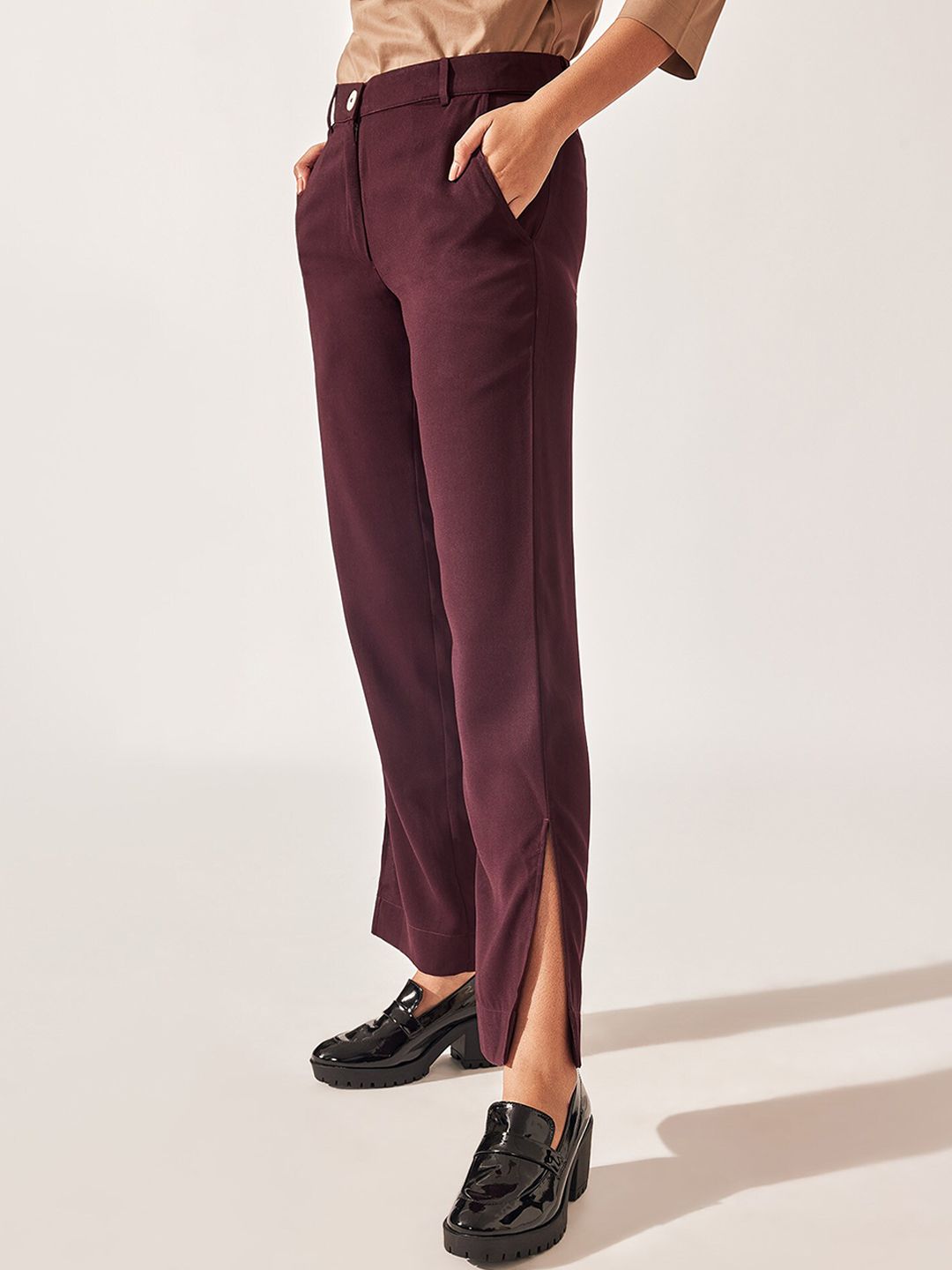 The Label Life Women Straight Fit Slip On Trousers