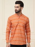 SOJANYA Ethnic Motifs Printed Band Collar Pure Cotton Short Kurta