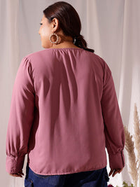 CURVY STREET Self Design Cuffed sleeves Shirt Style Top