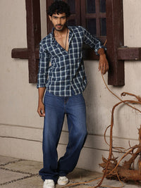 Thomas Scott Standard Slim Fit Tartan Checks Pure Cotton Casual Shirt