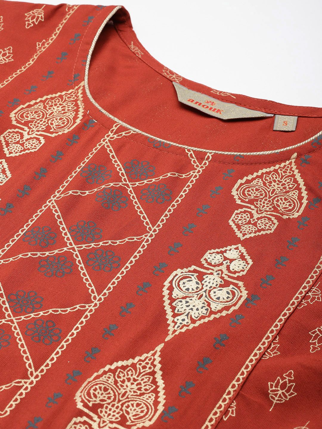 Anouk Women Ethnic Motifs Printed Pleated Kurta with Trousers & Dupatta