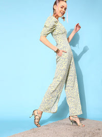 STREET 9 Women Yellow Floral Printed Jumpsuit
